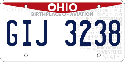 OH license plate GIJ3238