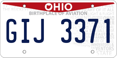OH license plate GIJ3371