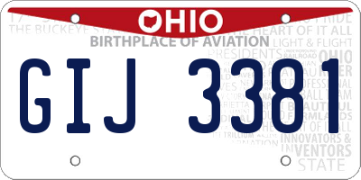 OH license plate GIJ3381