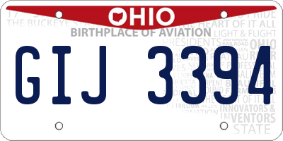 OH license plate GIJ3394