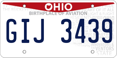 OH license plate GIJ3439