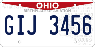 OH license plate GIJ3456