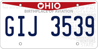 OH license plate GIJ3539