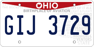 OH license plate GIJ3729