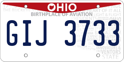 OH license plate GIJ3733