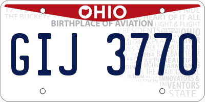 OH license plate GIJ3770