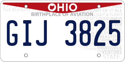 OH license plate GIJ3825