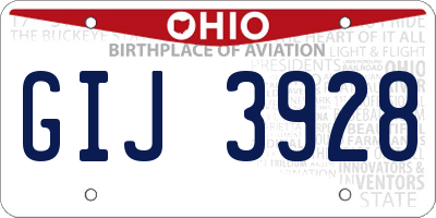 OH license plate GIJ3928