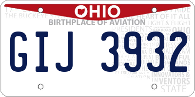 OH license plate GIJ3932