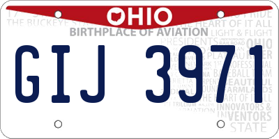 OH license plate GIJ3971