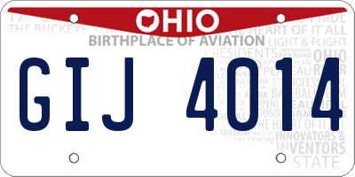 OH license plate GIJ4014