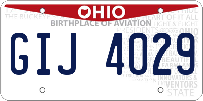 OH license plate GIJ4029