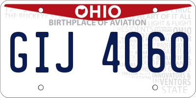 OH license plate GIJ4060