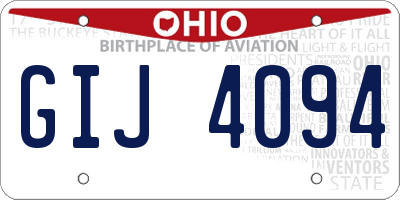 OH license plate GIJ4094