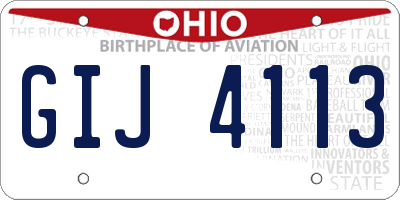 OH license plate GIJ4113