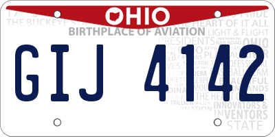 OH license plate GIJ4142