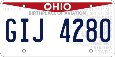 OH license plate GIJ4280