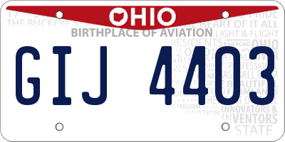 OH license plate GIJ4403