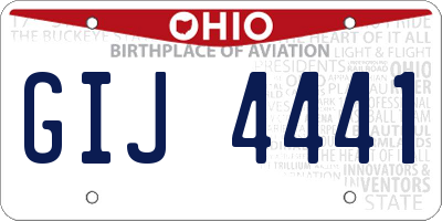 OH license plate GIJ4441