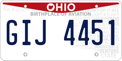 OH license plate GIJ4451