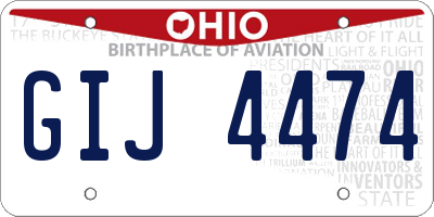 OH license plate GIJ4474
