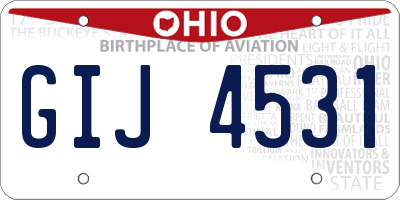 OH license plate GIJ4531