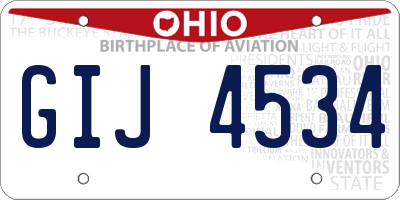 OH license plate GIJ4534