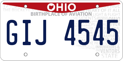 OH license plate GIJ4545