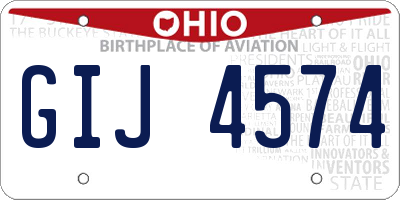 OH license plate GIJ4574