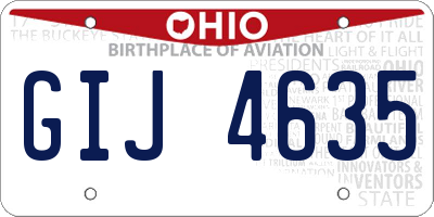 OH license plate GIJ4635