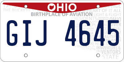 OH license plate GIJ4645