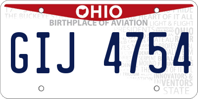 OH license plate GIJ4754