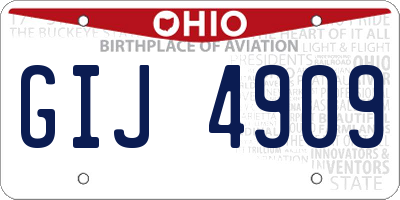 OH license plate GIJ4909