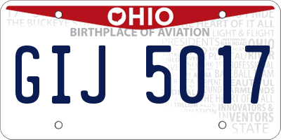 OH license plate GIJ5017