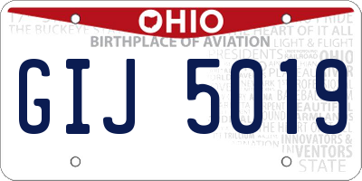 OH license plate GIJ5019