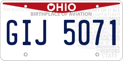 OH license plate GIJ5071