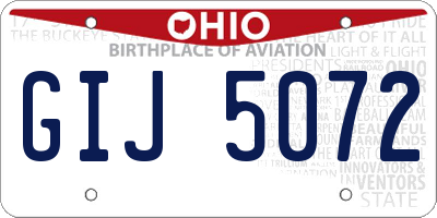 OH license plate GIJ5072