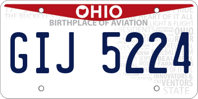 OH license plate GIJ5224