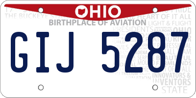 OH license plate GIJ5287