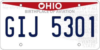 OH license plate GIJ5301