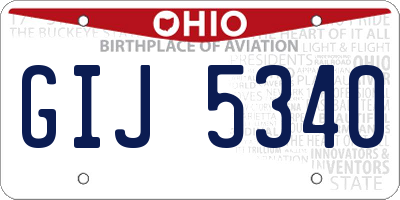 OH license plate GIJ5340