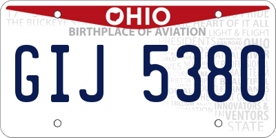 OH license plate GIJ5380