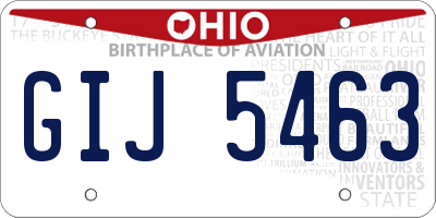 OH license plate GIJ5463