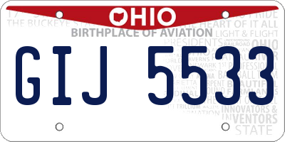 OH license plate GIJ5533