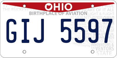 OH license plate GIJ5597