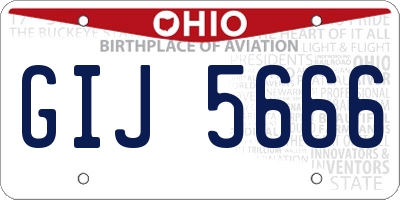 OH license plate GIJ5666