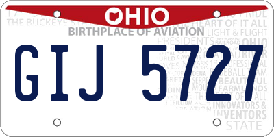 OH license plate GIJ5727