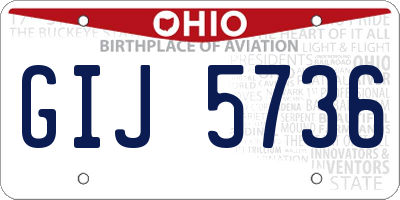 OH license plate GIJ5736