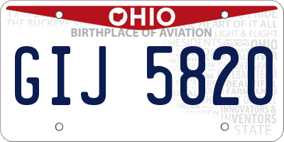 OH license plate GIJ5820