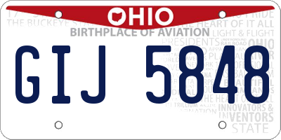 OH license plate GIJ5848
